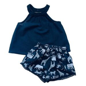 Old Navy Safari Matching 2 Piece Set Top & Shorts Size 12-18 months